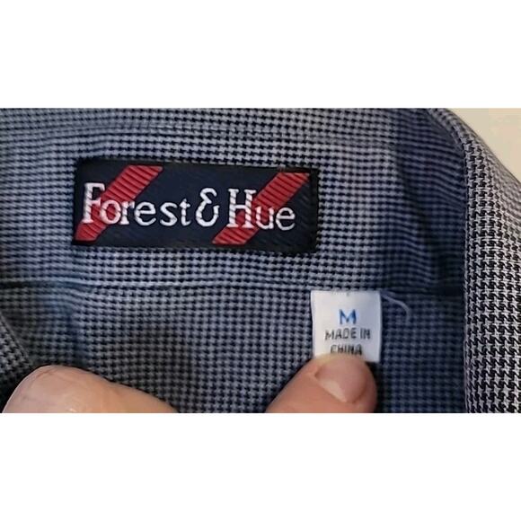 Forest & Hue Men’s Blue Houndstooth Button-Up Shirt Size M - Picture 4 of 7